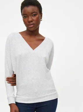 XXL Light Grey Soft Touch V Neck Jumper