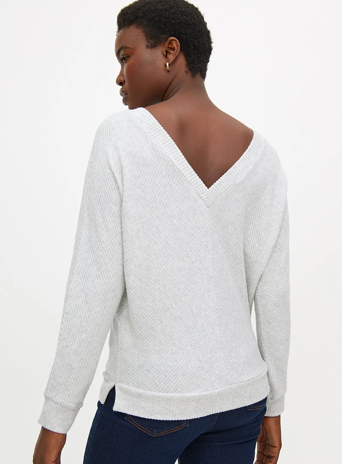 XXL Light Grey Soft Touch V Neck Jumper