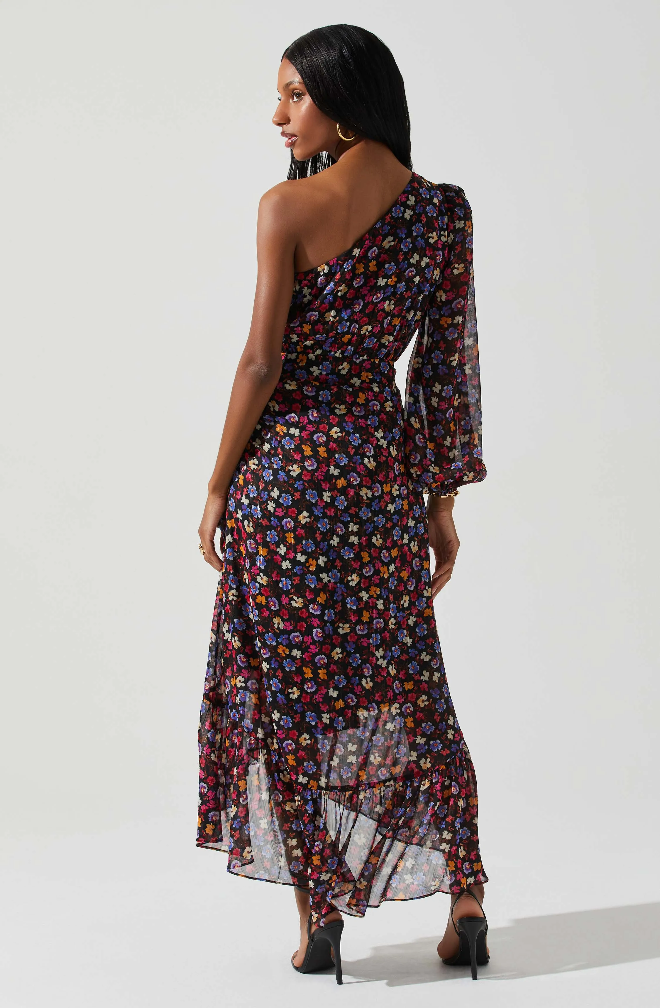 Calista One Shoulder Floral Midi Dress