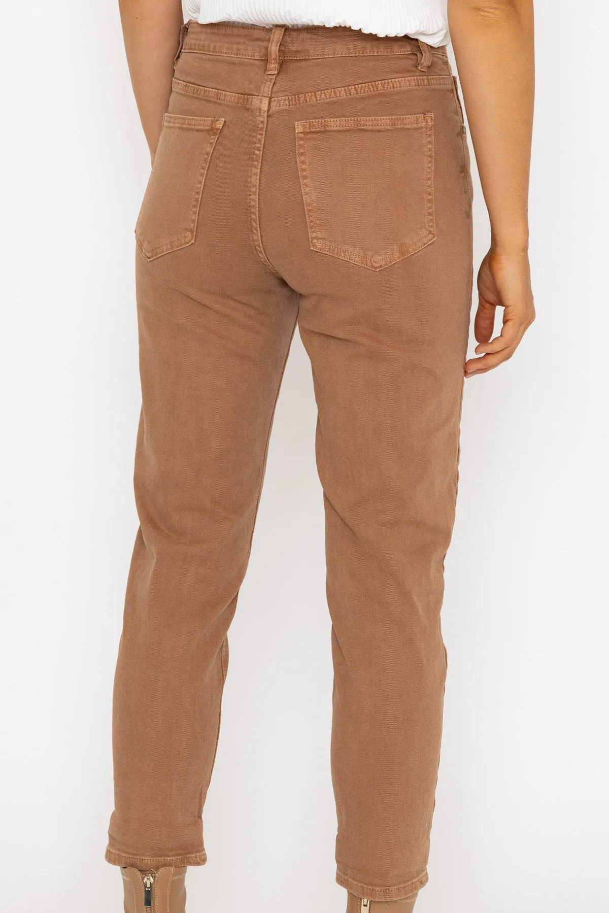 Camel High Waisted Mom Jeans