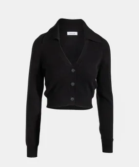 Cashmere Cropped Polo Cardigan