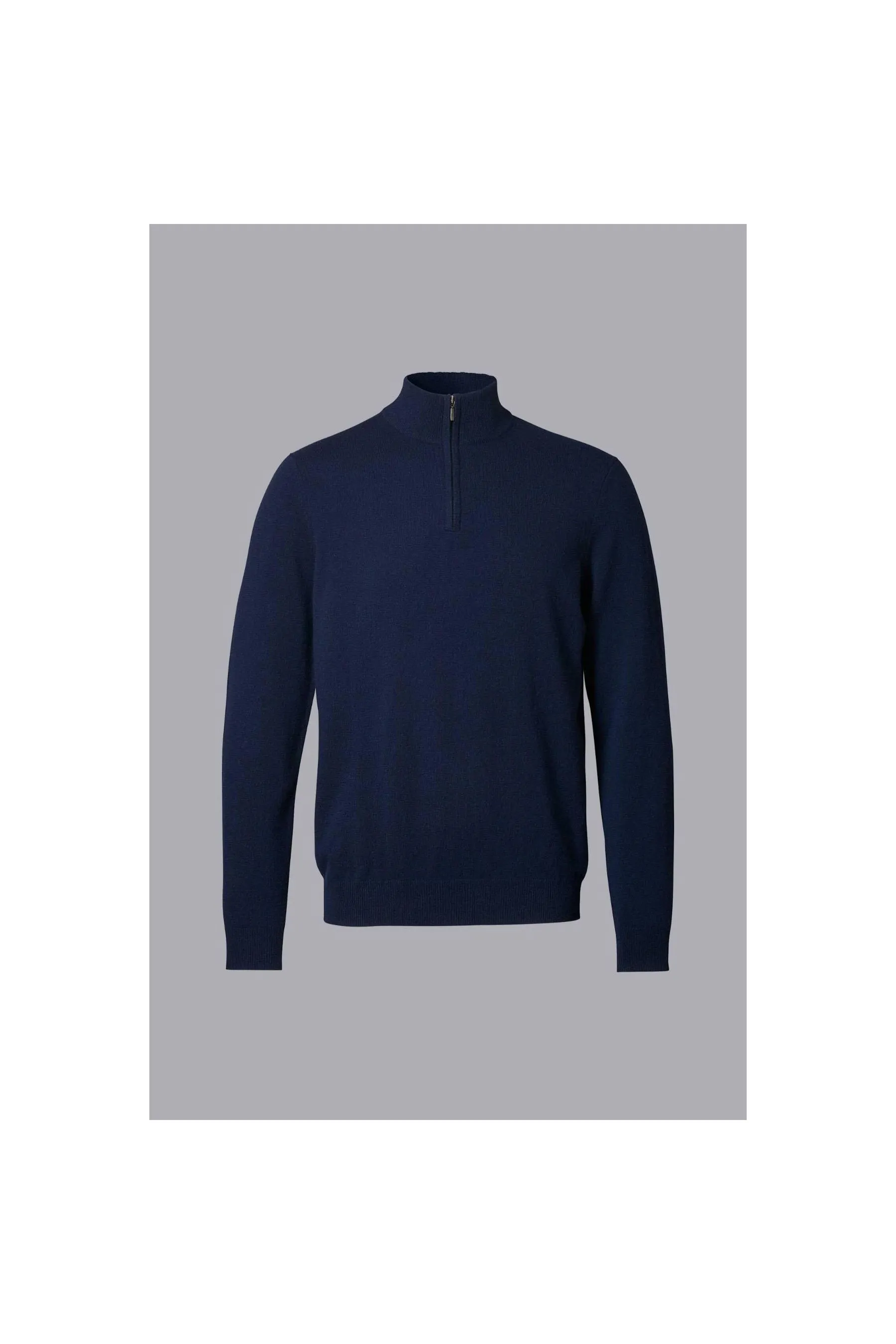 Navy Blue Pure Cashmere Zip Neck Jumper for Men by CHARLES TYRWHITT