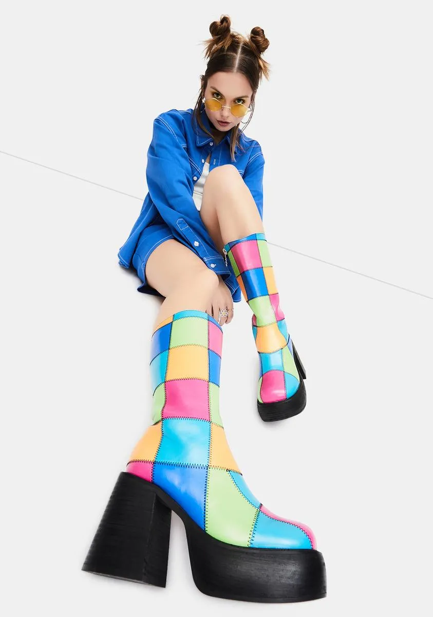 Colorful Life Patchwork Boots