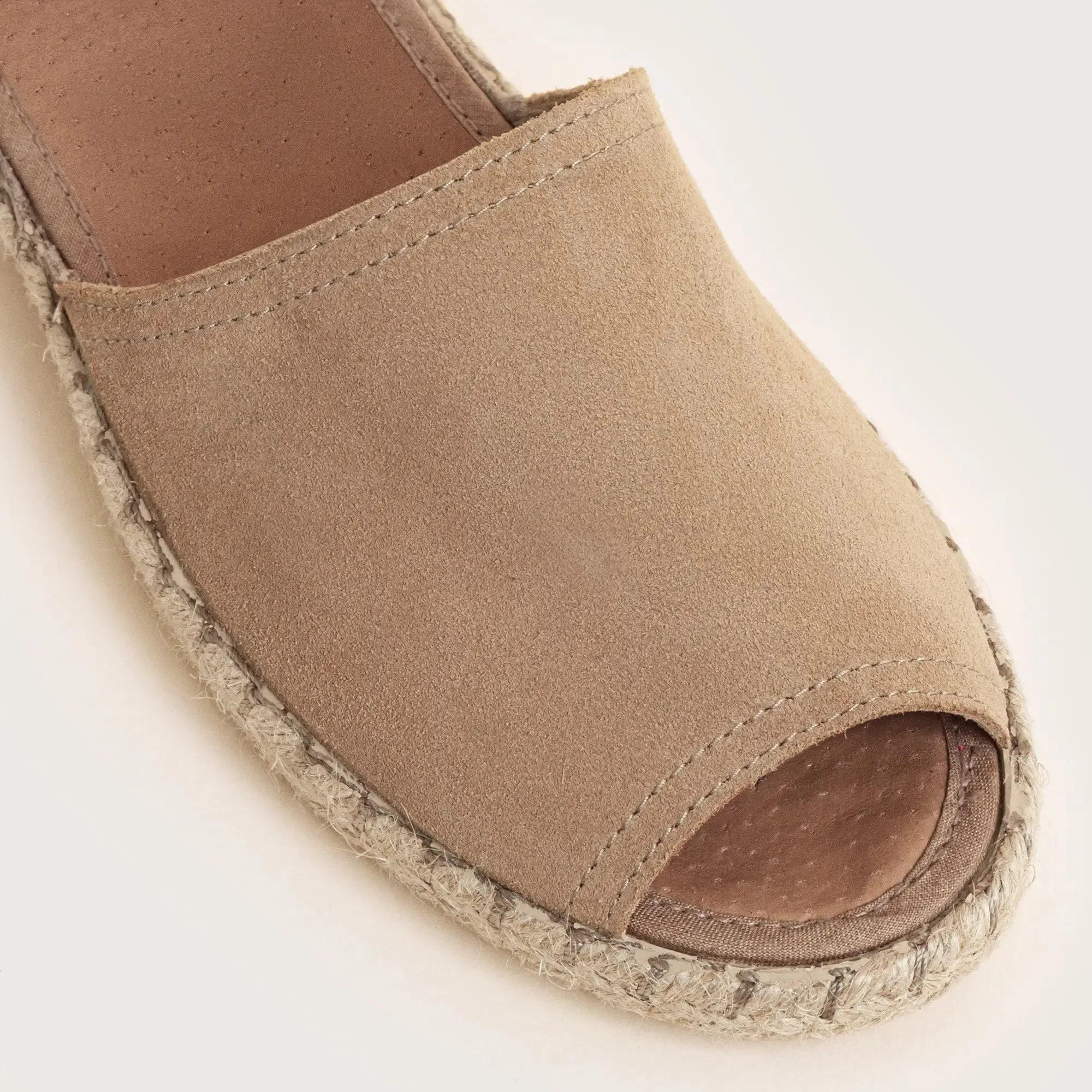 Coney Suede Open Toe Flat - Taupe