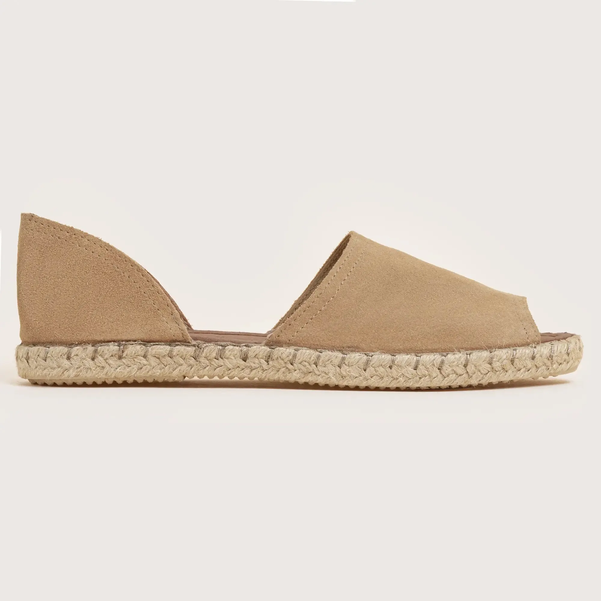 Coney Suede Open Toe Flat - Taupe