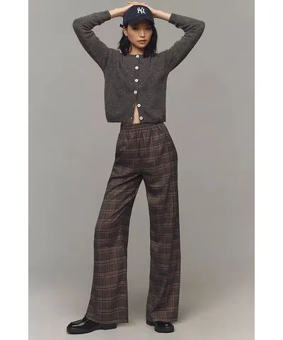 Corey Lynn Calter Plaid Pull-On Trousers