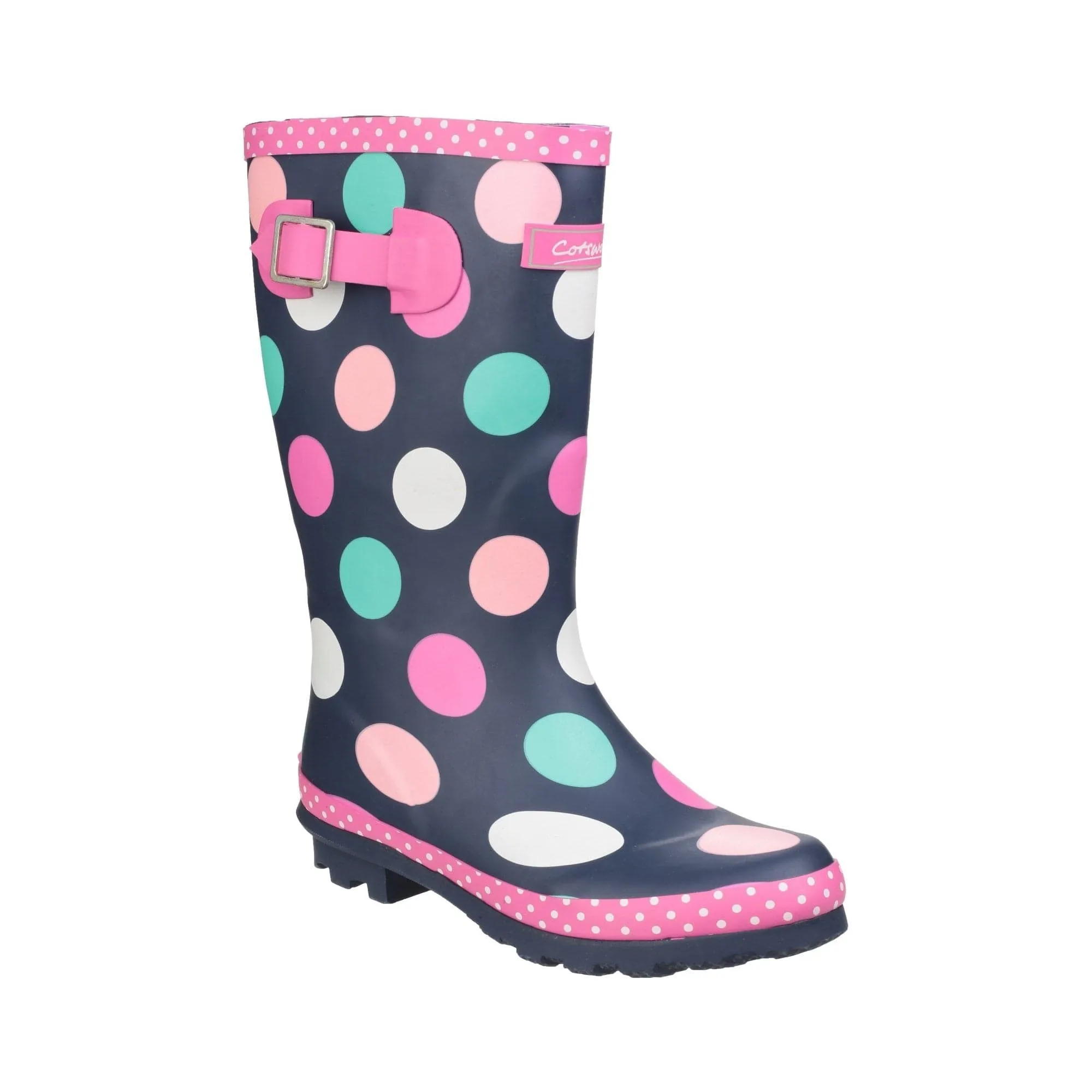 Cotswold Dotty Kids Pull On Wellington Boots - Multicoloured