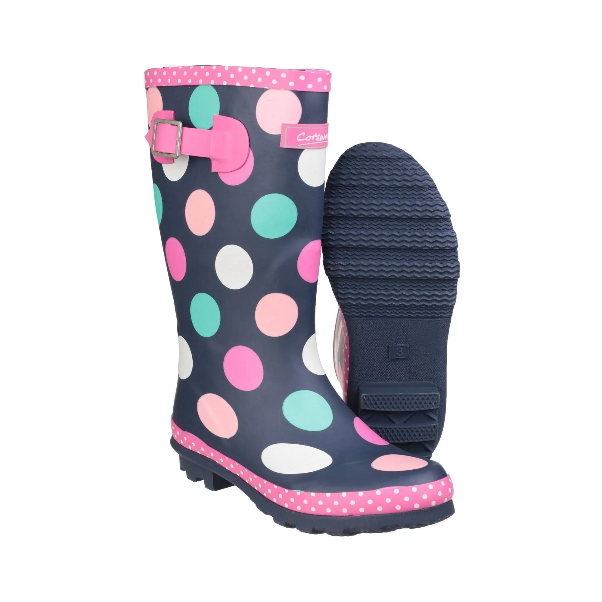 Cotswold Dotty Kids Pull On Wellington Boots - Multicoloured