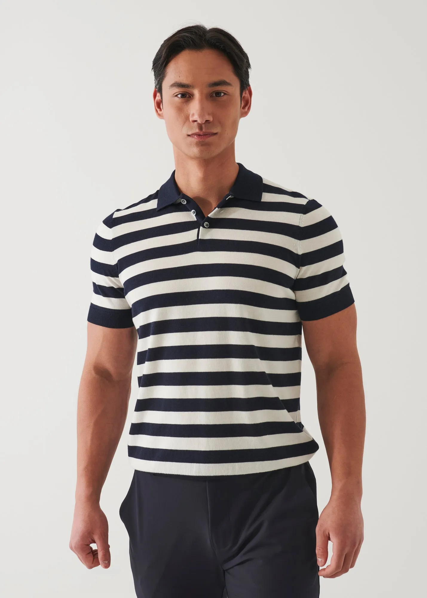 Cotton Cupro Striped Polo Shirt