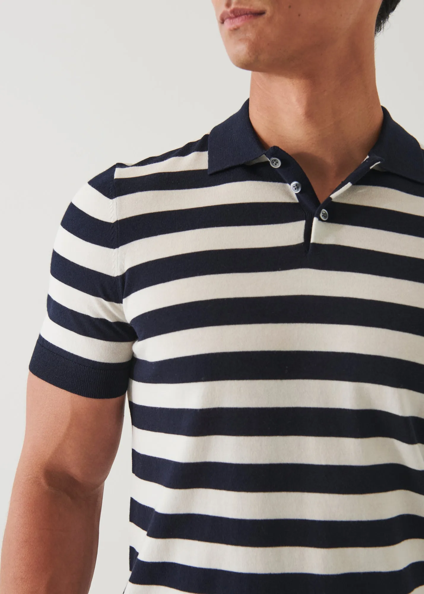 Cotton Cupro Striped Polo Shirt