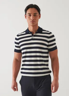 Cotton Cupro Striped Polo Shirt