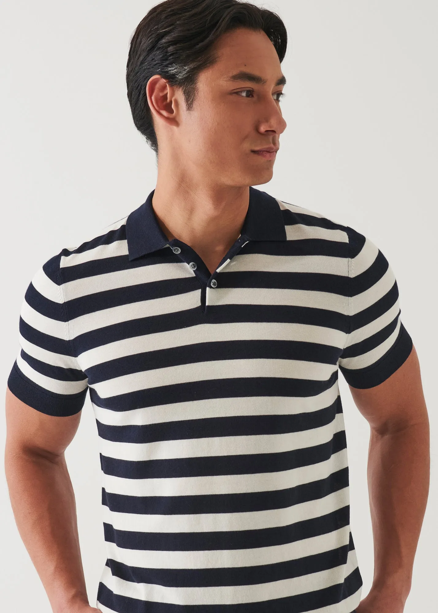 Cotton Cupro Striped Polo Shirt