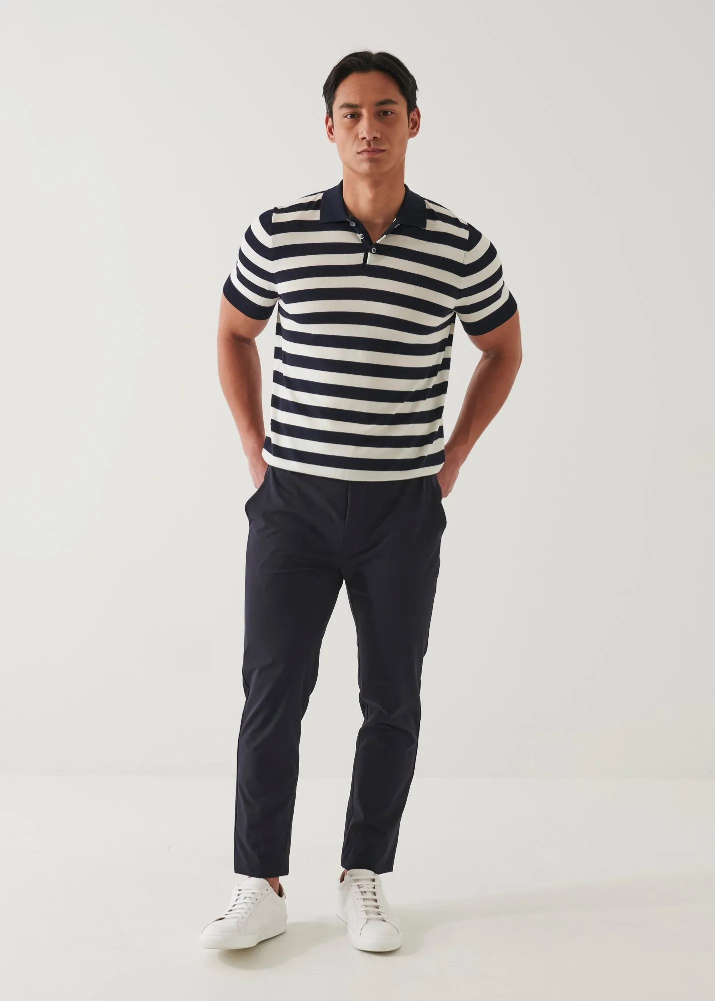 Cotton Cupro Striped Polo Shirt