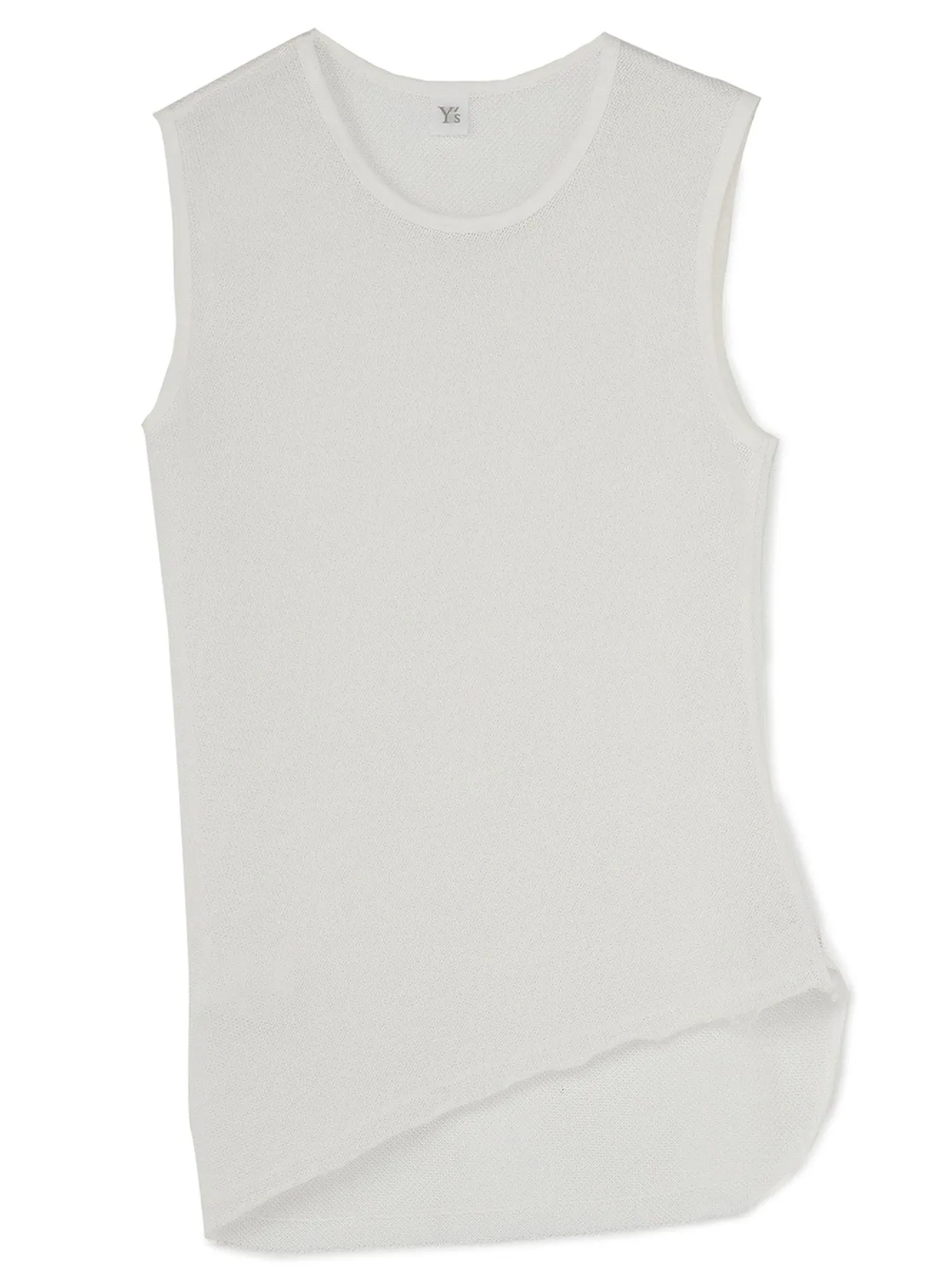 COTTON FAUX LINEN KNIT ASYMME TANK TOP