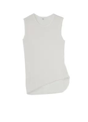 COTTON FAUX LINEN KNIT ASYMME TANK TOP