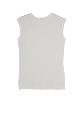 COTTON FAUX LINEN KNIT ROUND NECK TANK TOP