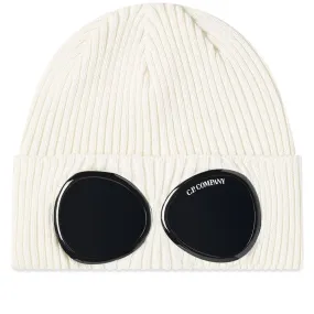 Cotton Knit Goggle Beanie Gauze White