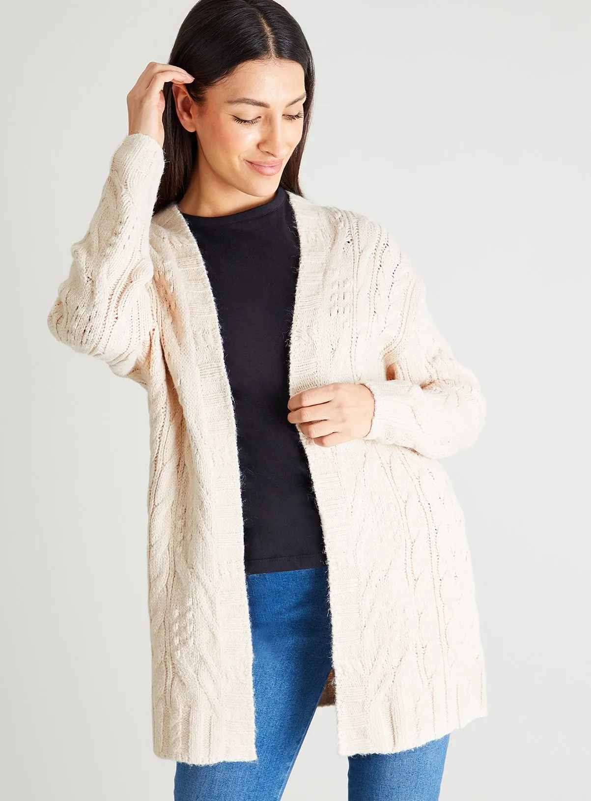 Cream Cable Stitch Coatigan for Sale - Size S - Women's Jumpers - Tu.