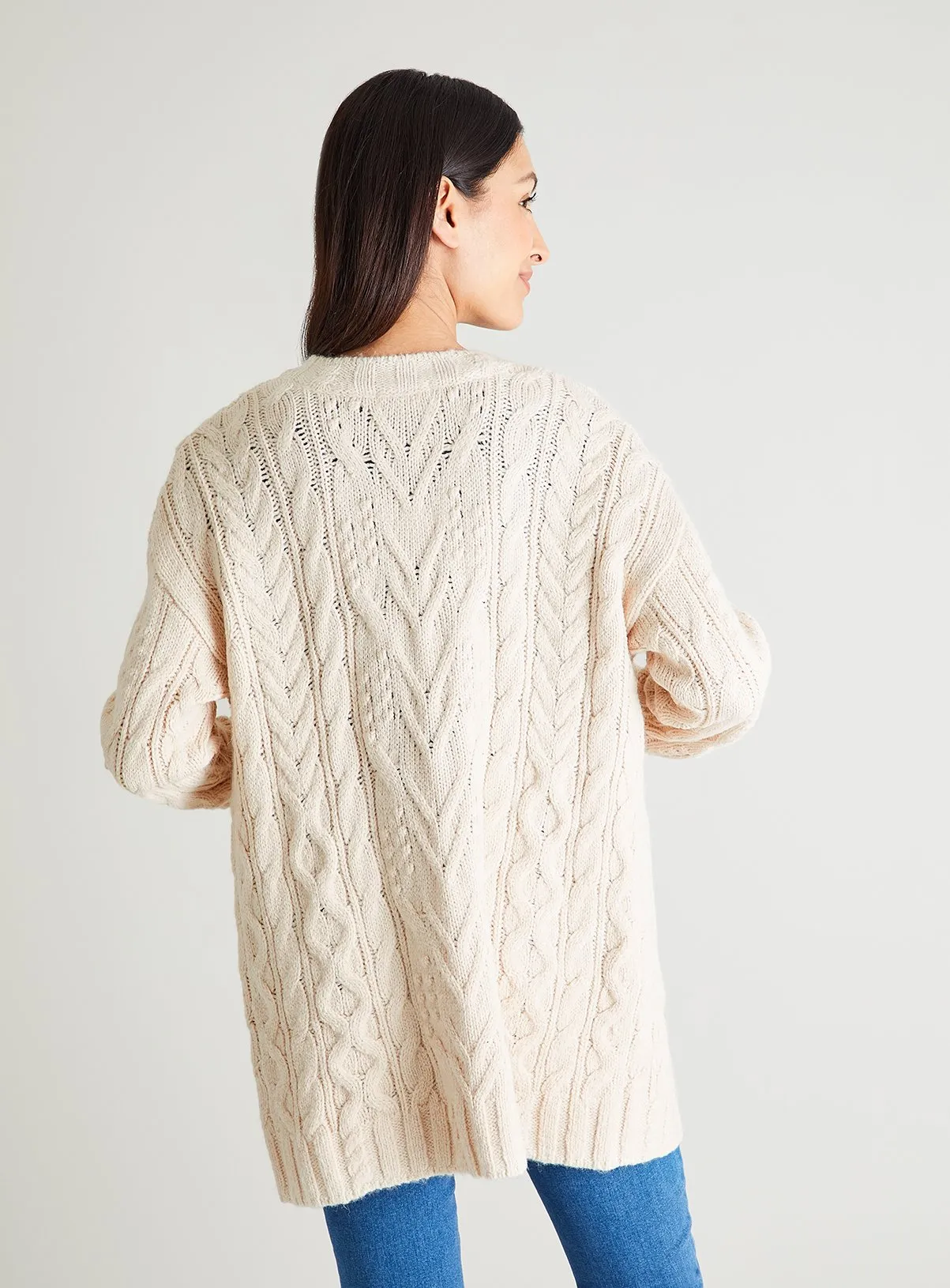 Cream Cable Stitch Coatigan for Sale - Size S - Women's Jumpers - Tu.