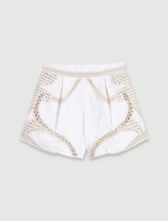 Crochet-knit shorts