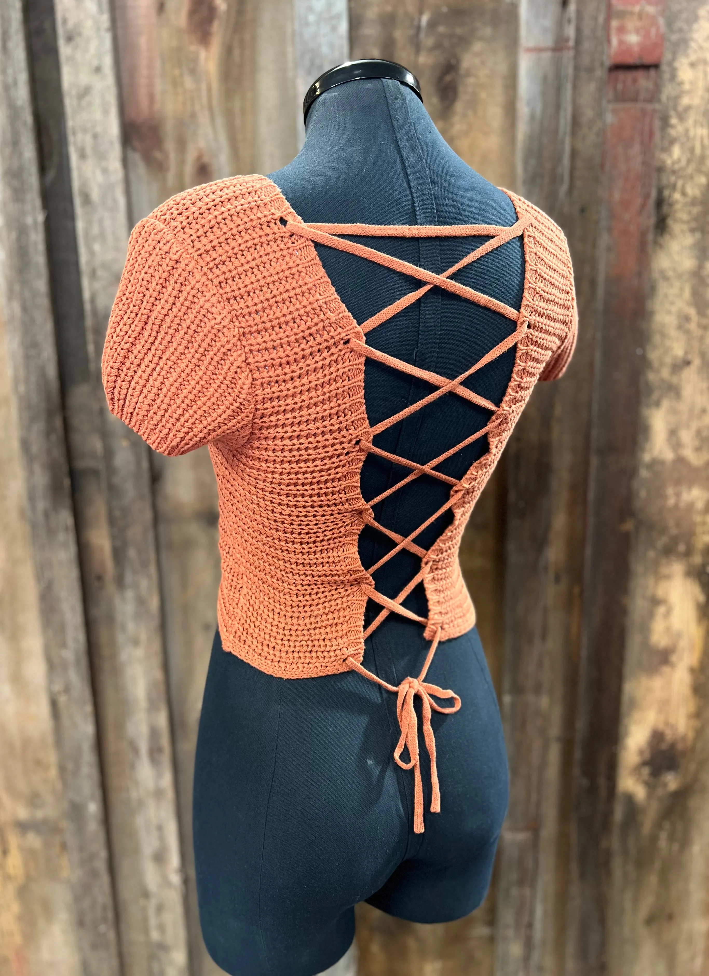 Crochet Orange Knit Top