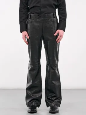 Crocodile Embossed Flare Trousers (PT14CL-LE42-BLACK-CROCODILE)