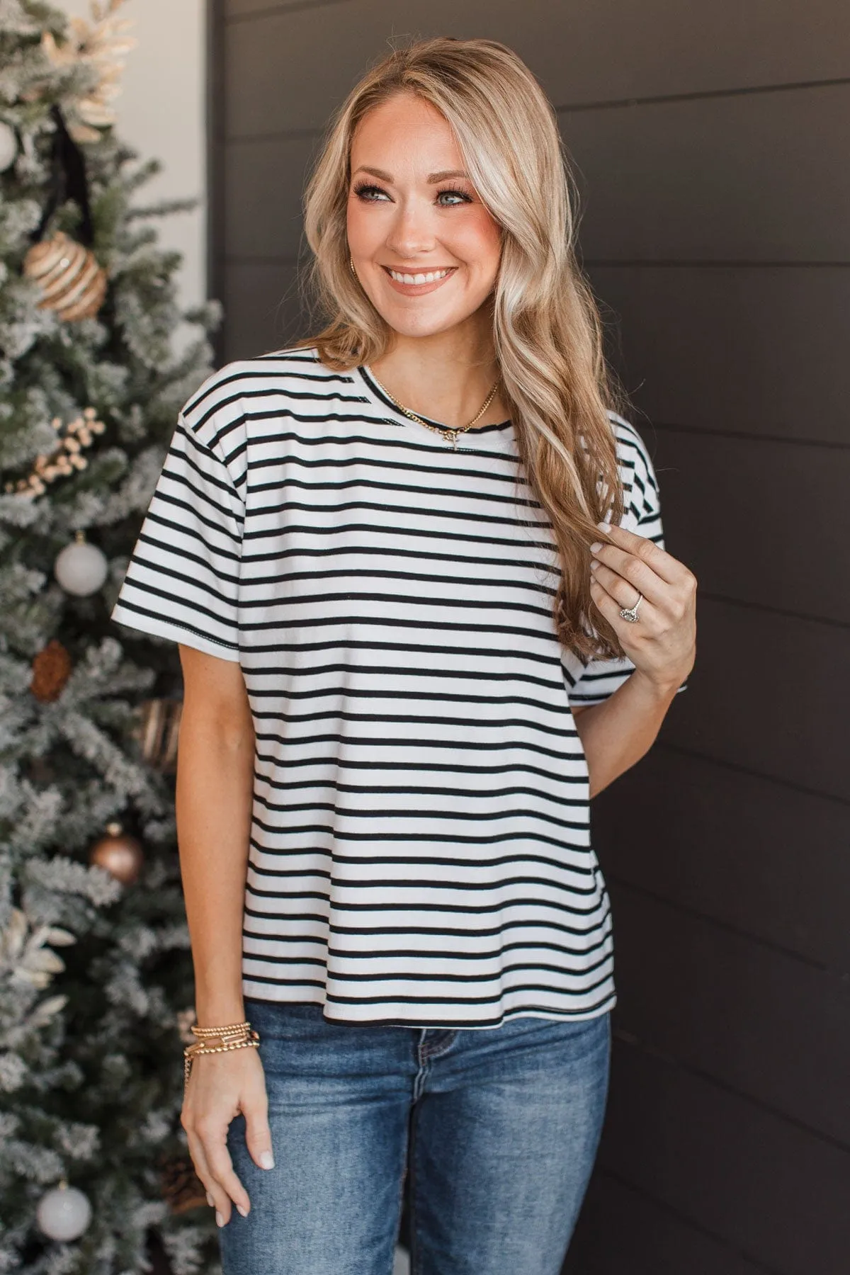 Striped Knit Top- Black & White