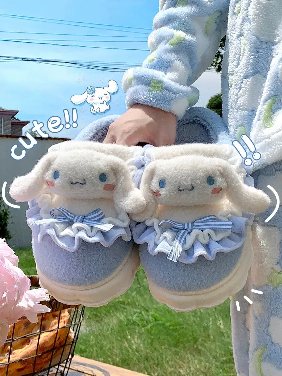 Cute cinnamon dog cotton slippers for women winter 2024 new indoor home children's furry slippers for outdoor wear autumn and wi