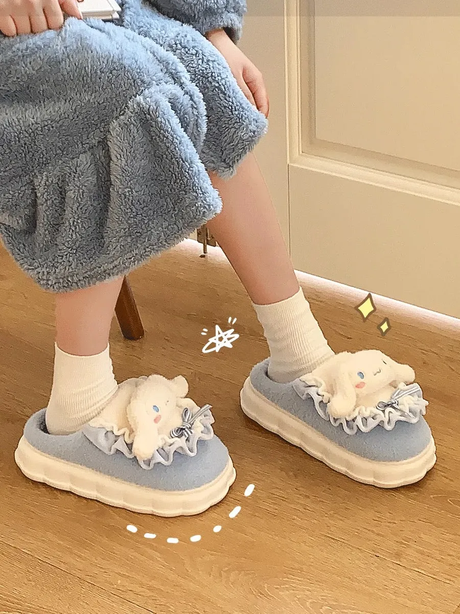 Cute cinnamon dog cotton slippers for women winter 2024 new indoor home children's furry slippers for outdoor wear autumn and wi