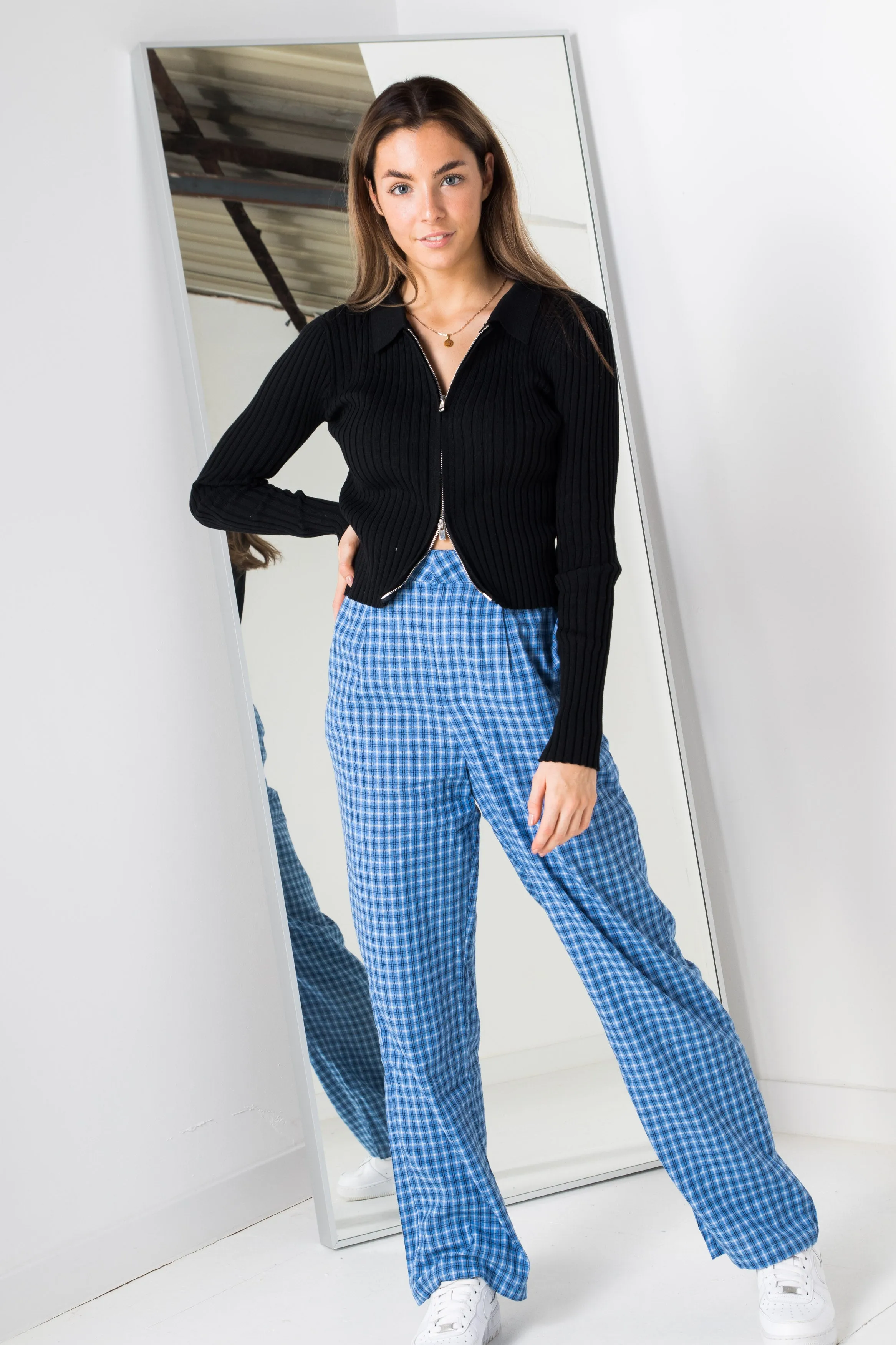 Daisy Street Trousers in Blue Check