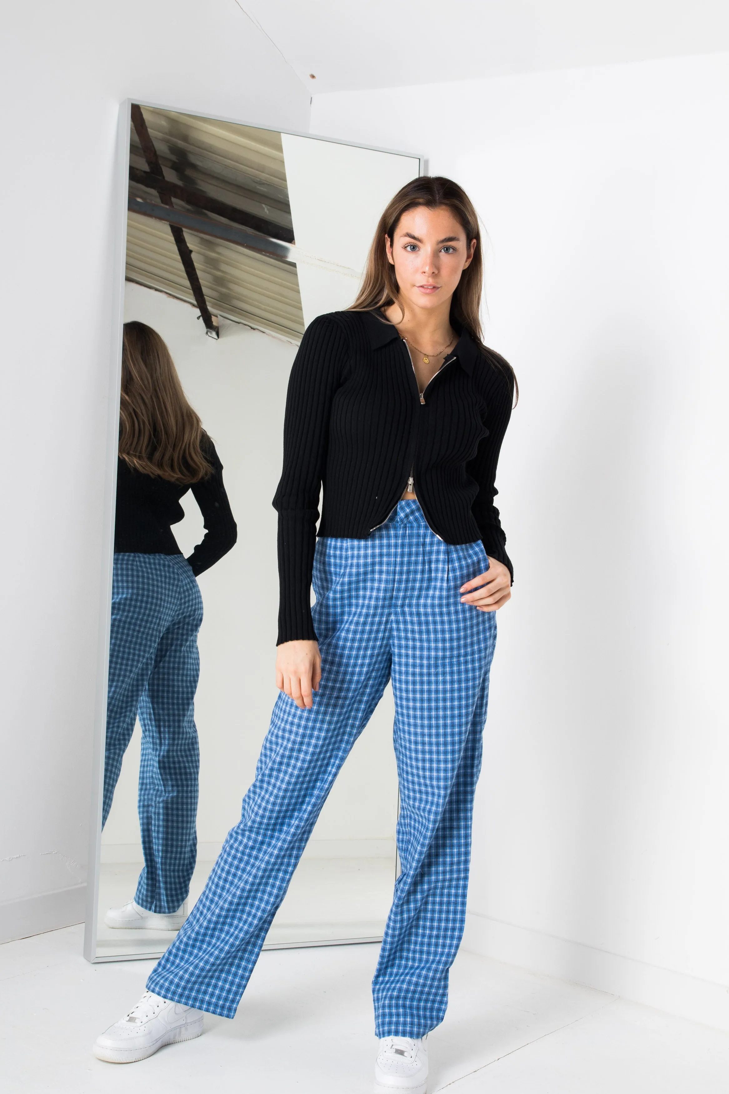 Daisy Street Trousers in Blue Check