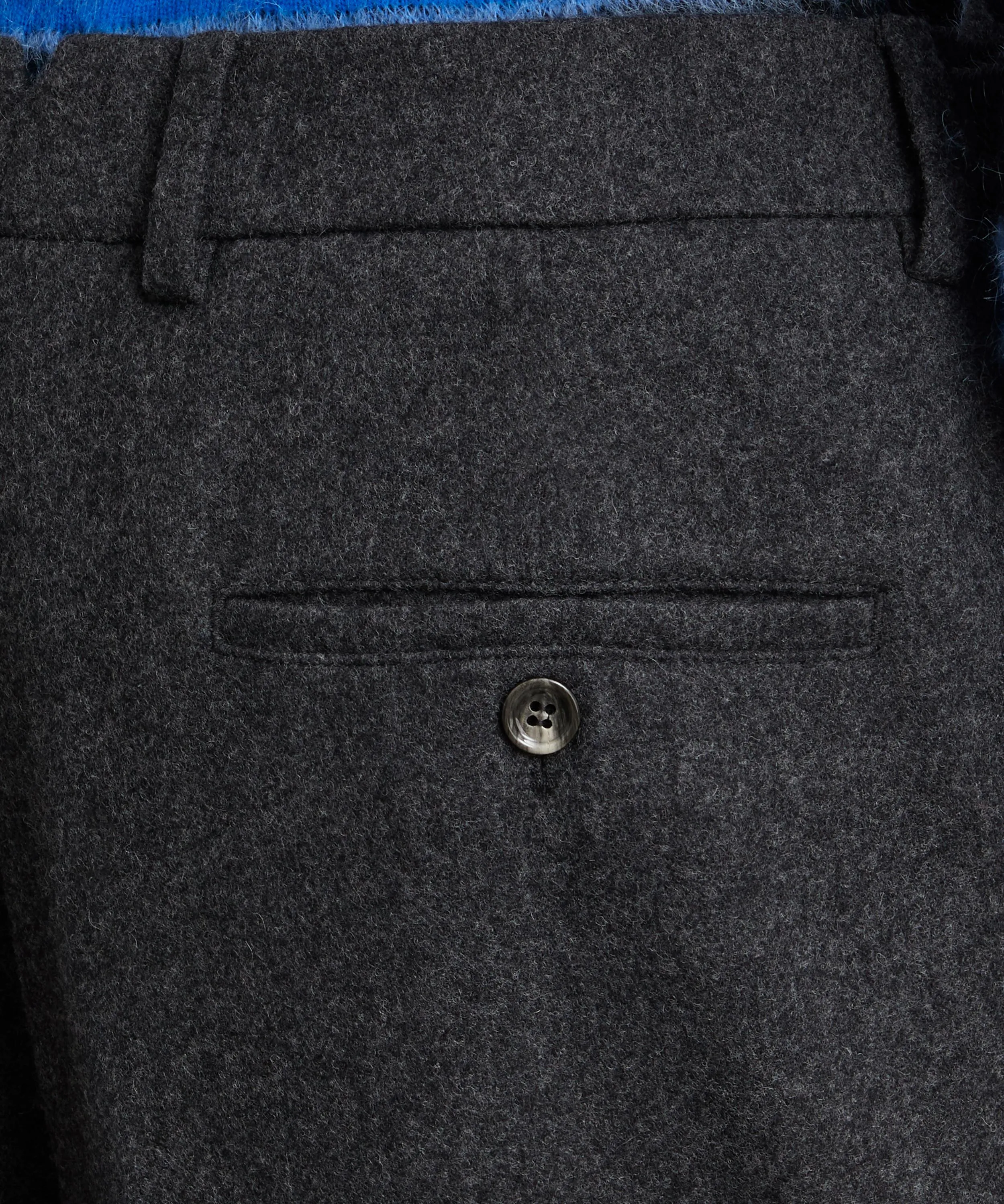 Dark Grey Wool Flannel Carrot Trousers