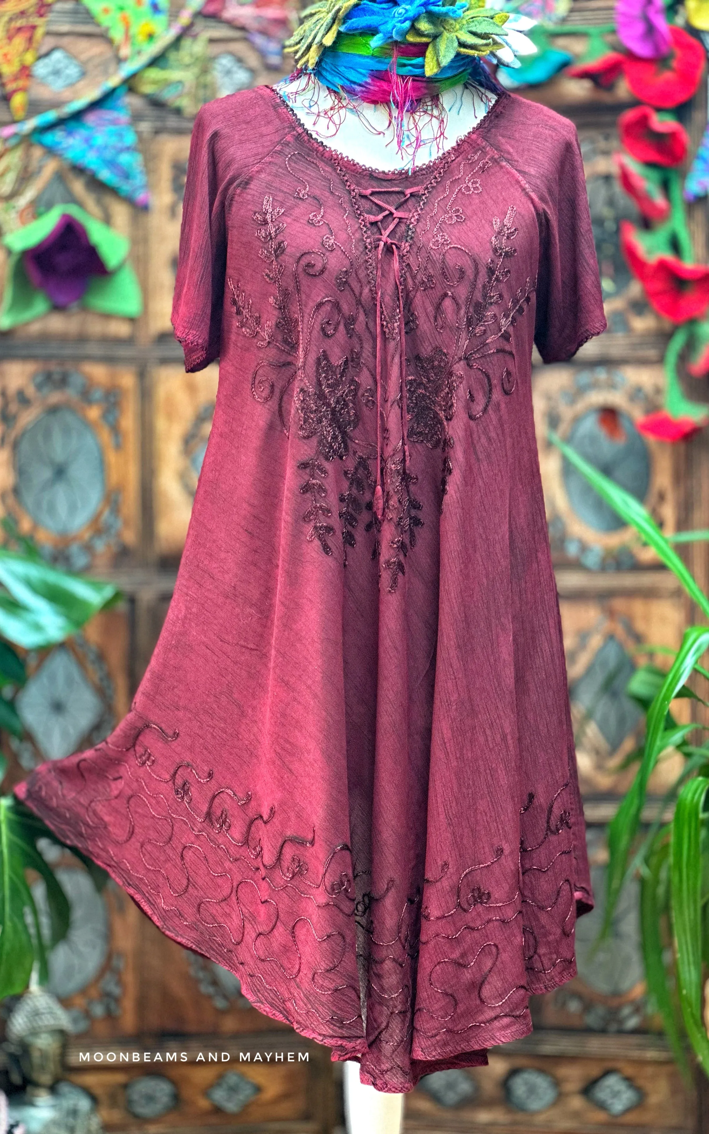 Deep Wine Claudine Plus Size Tunic Dress  