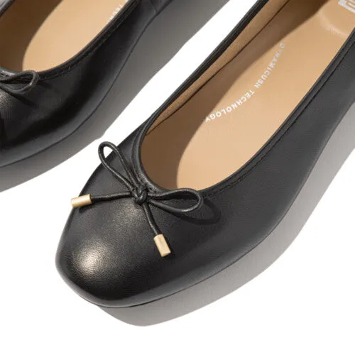  Delicato Bow Soft Leather Ballet Flat in Black  