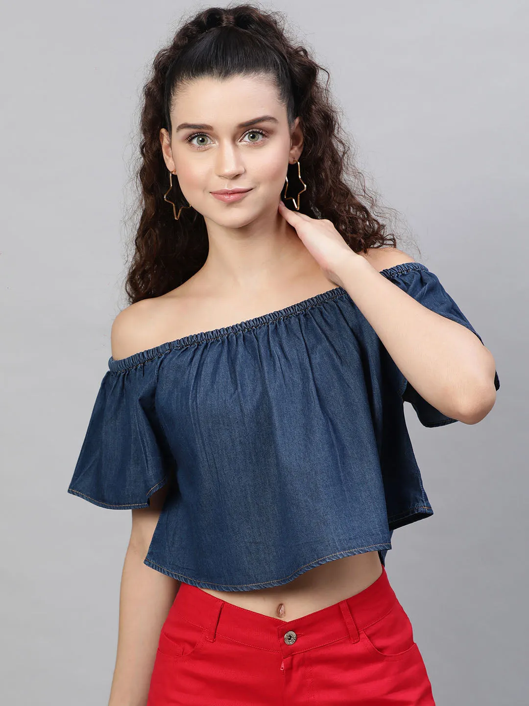 Denim Drop Shoulder Top