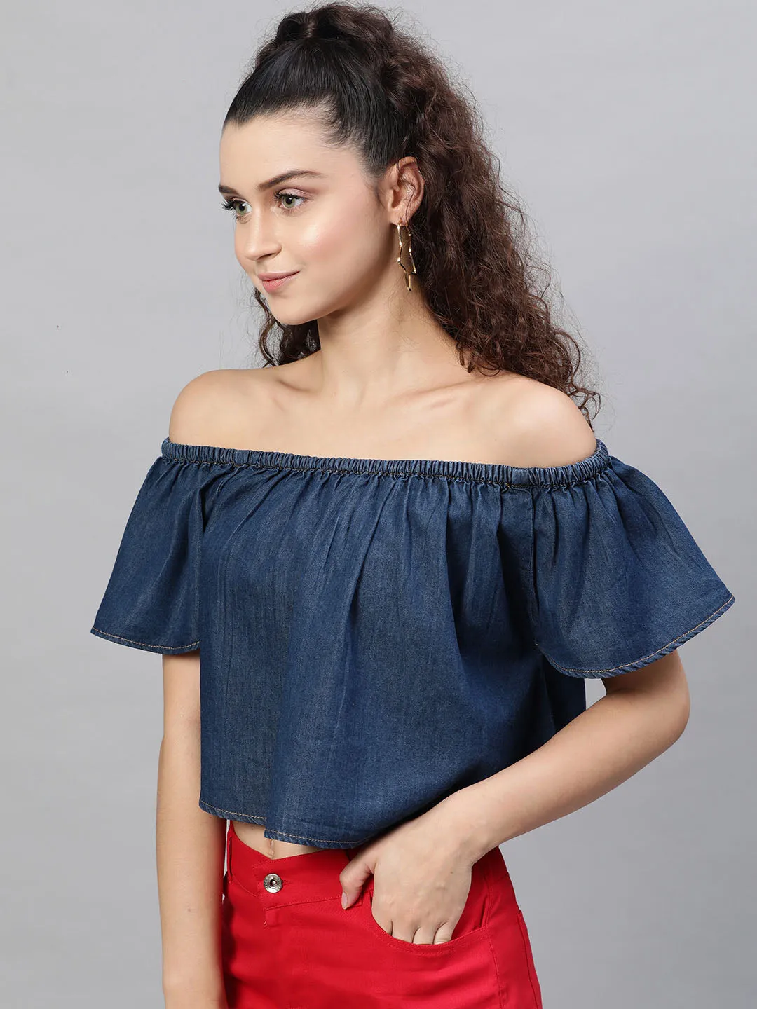 Denim Drop Shoulder Top