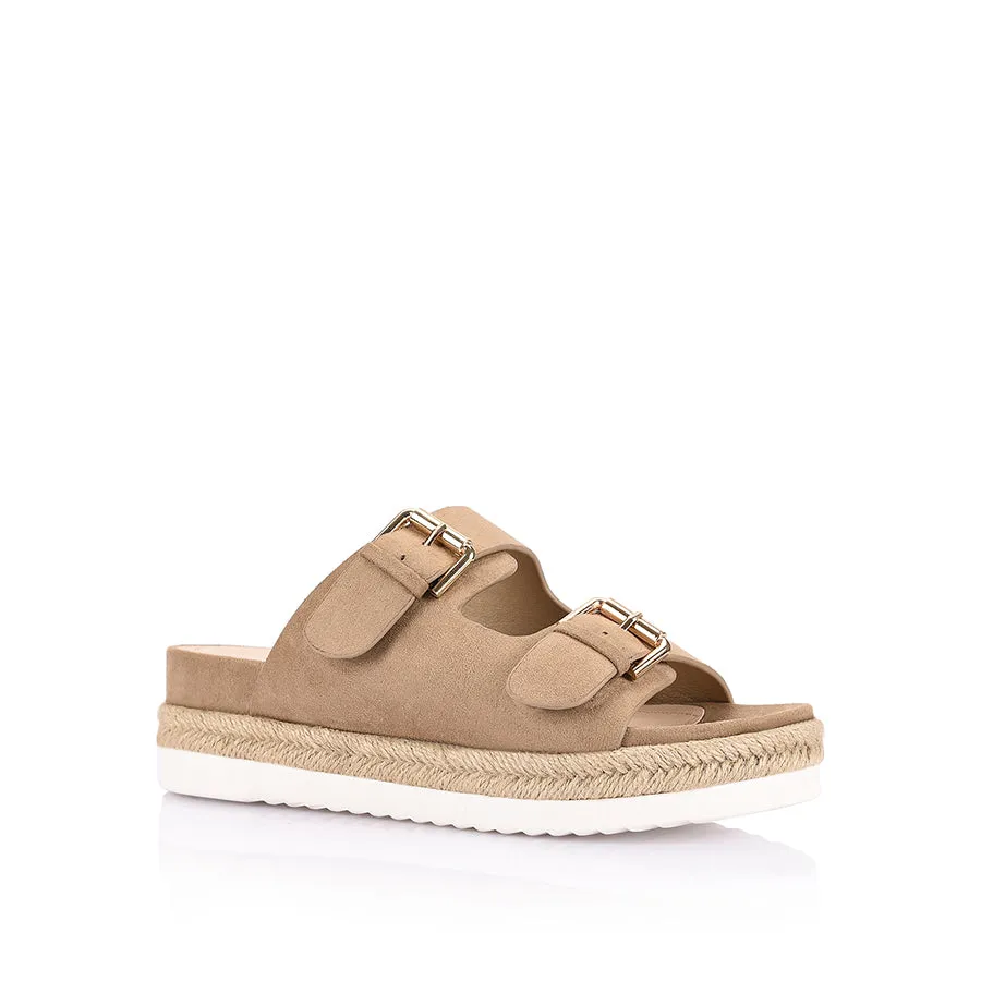 Denmark Footbed Slides - Taupe Micro