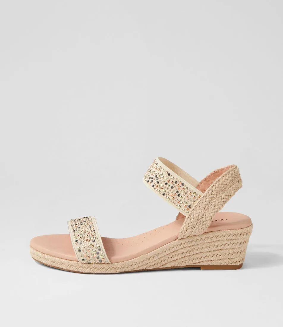 DIANA FERRARI Heline Cream Pearl Rope Elastic Espadrilles