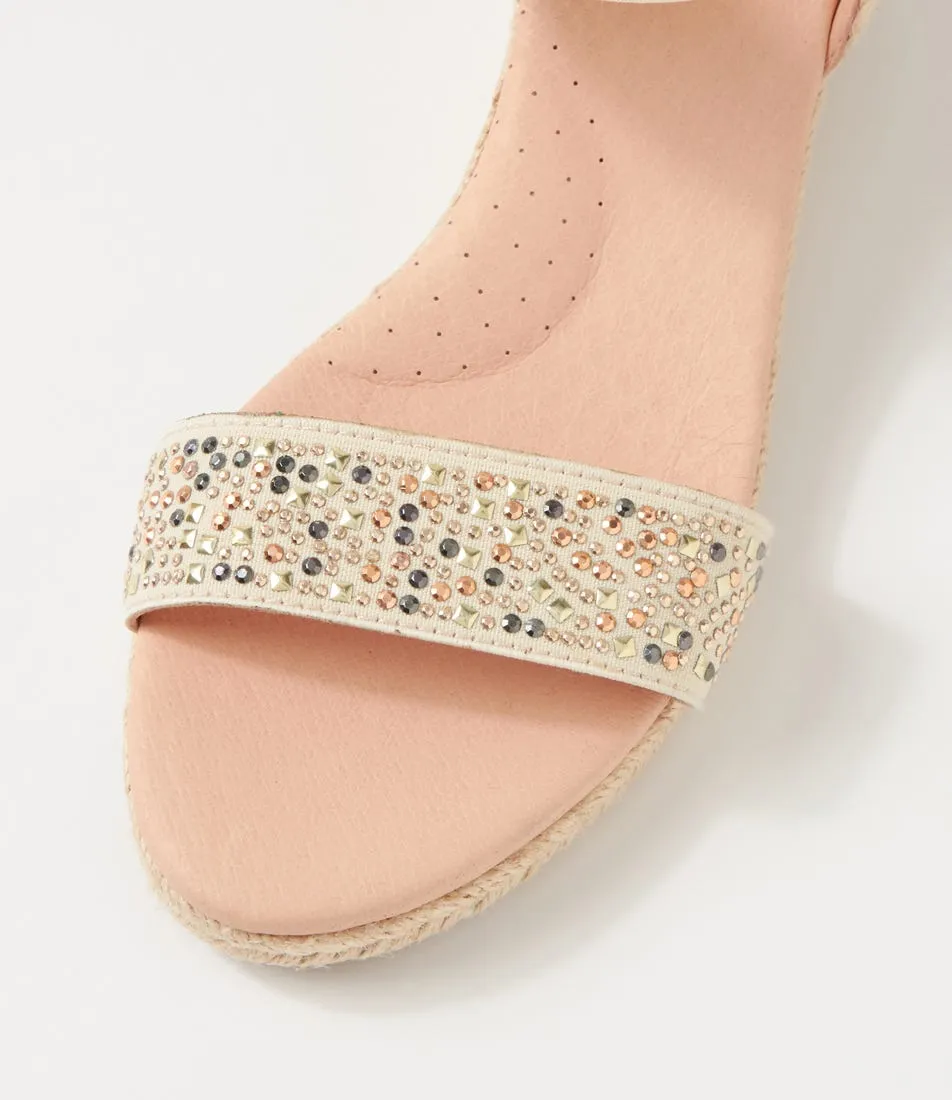 DIANA FERRARI Heline Cream Pearl Rope Elastic Espadrilles