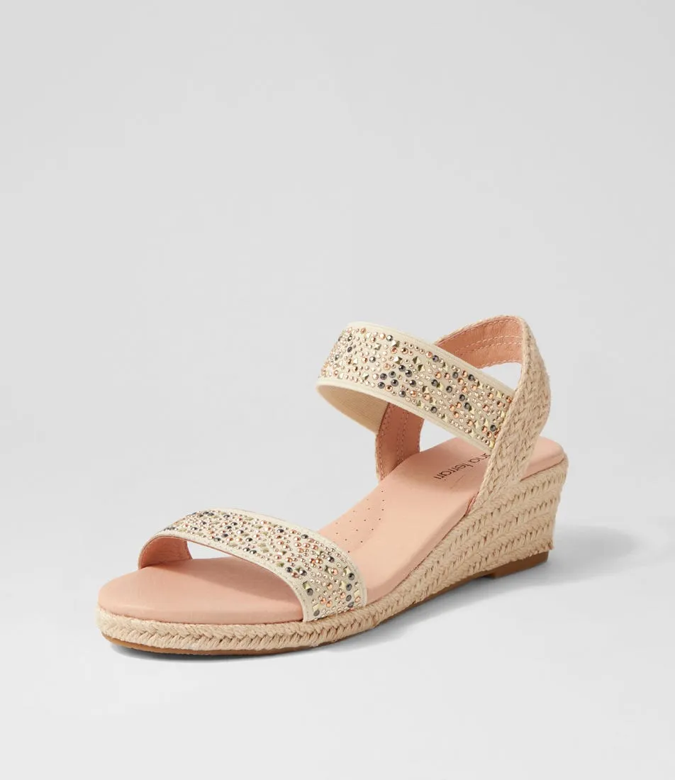 DIANA FERRARI Heline Cream Pearl Rope Elastic Espadrilles