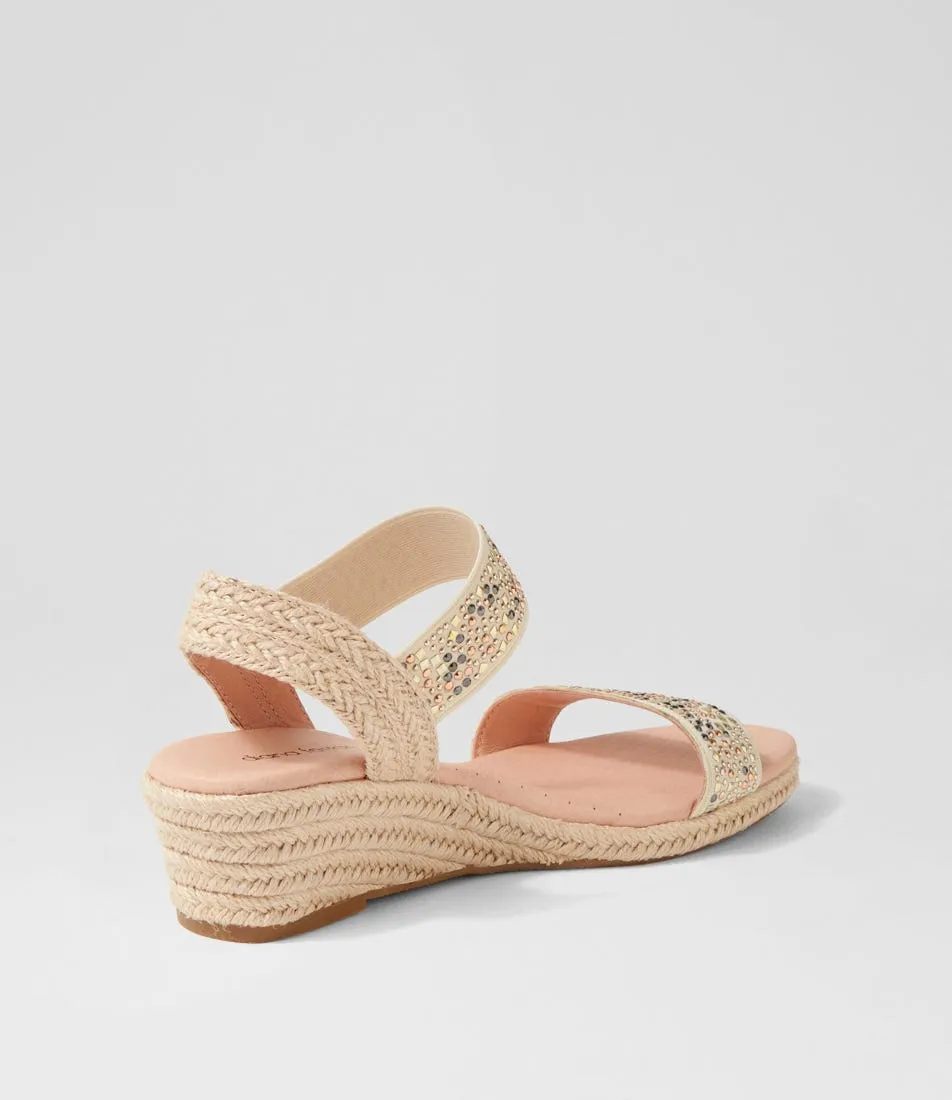 DIANA FERRARI Heline Cream Pearl Rope Elastic Espadrilles