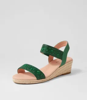 DIANA FERRARI Heline Emerald Pearl Elastic Leather Espadrilles