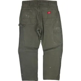 Dickies Carpenter Workwear Paint Splattered Trousers Green