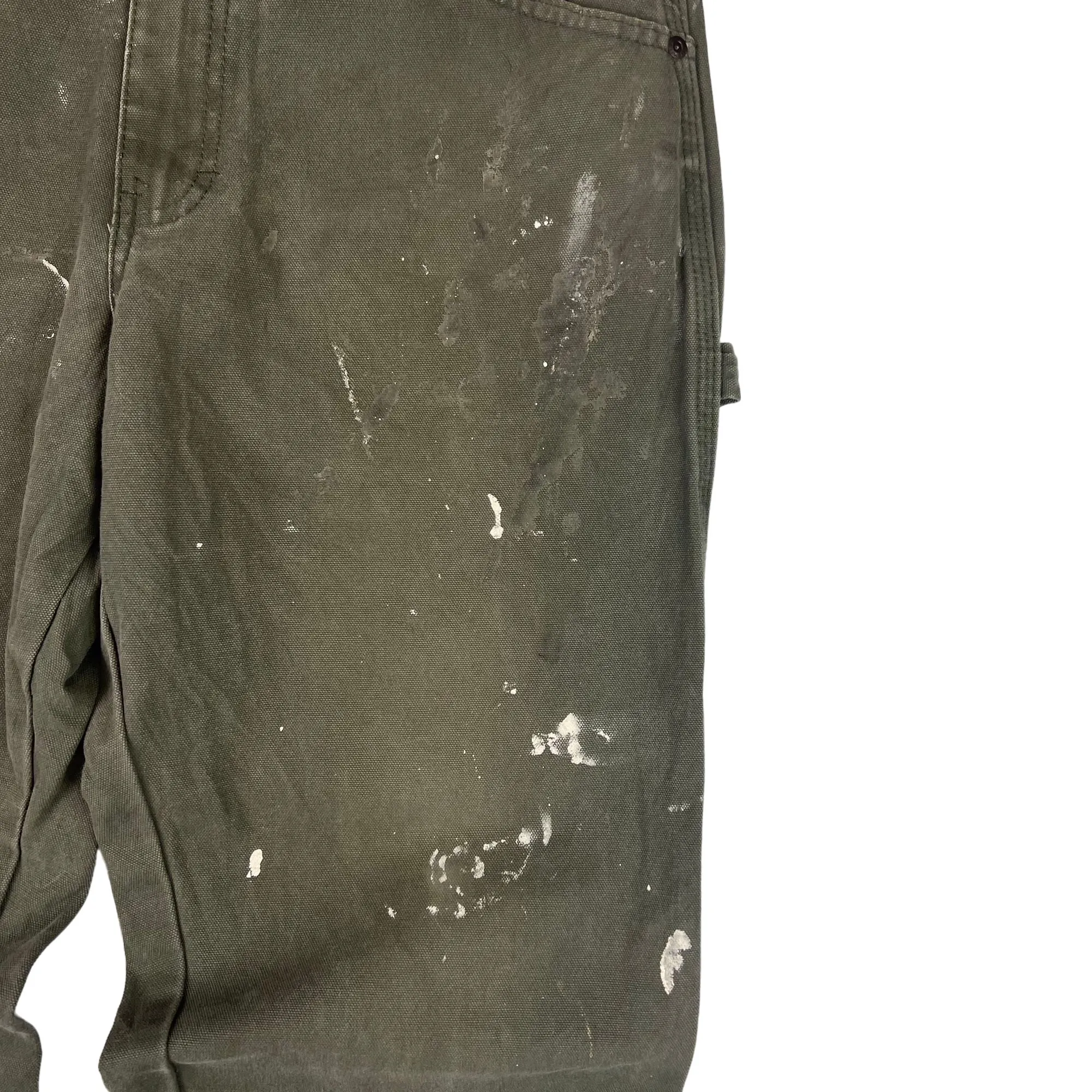 Dickies Carpenter Workwear Paint Splattered Trousers Green