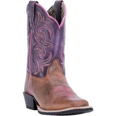 DPC3947 Dan Post Youth Majesty Western Boots - Purple/Brown