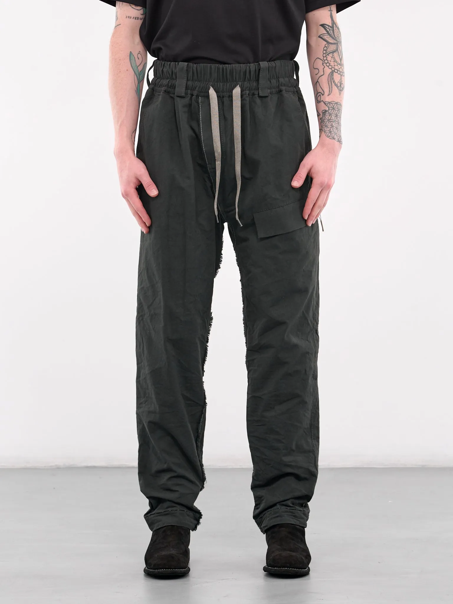 Elasticated Cargo Trousers (4578-GREEN-BLACK-5)