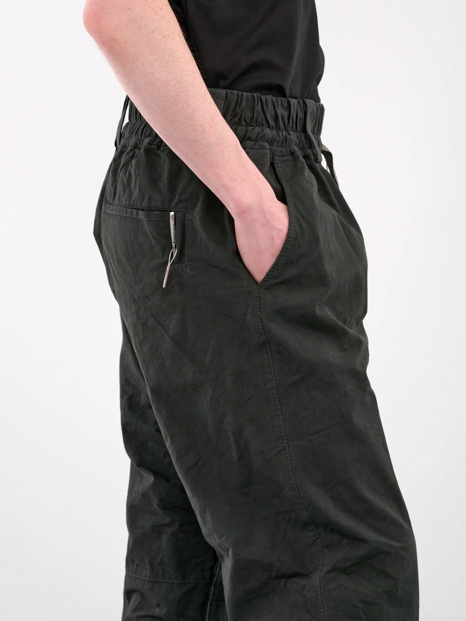 Elasticated Cargo Trousers (4578-GREEN-BLACK-5)