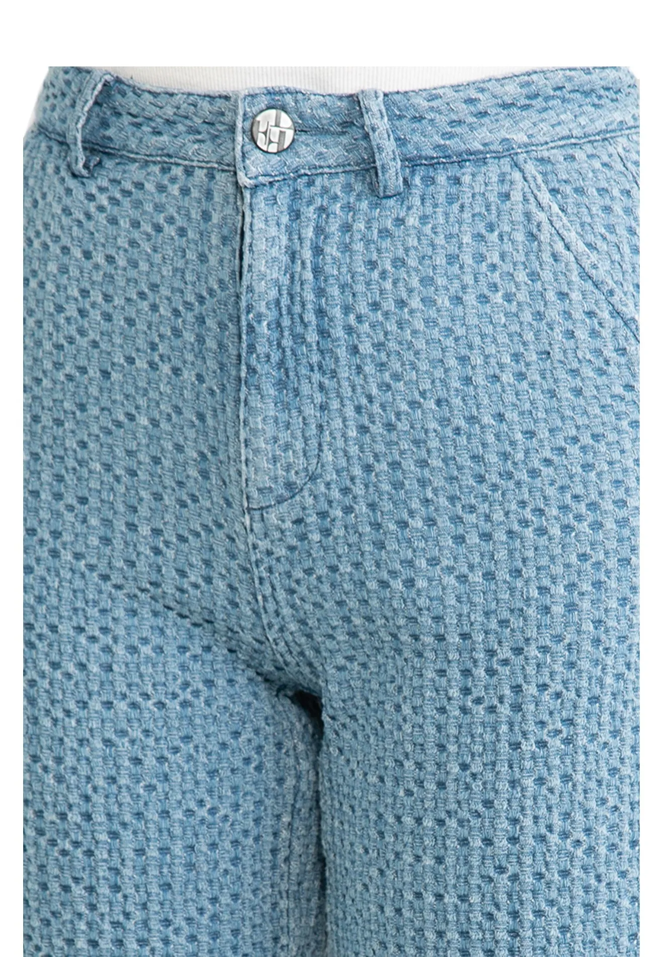 ELLE Textured Denim Crop Wide Leg Jeans