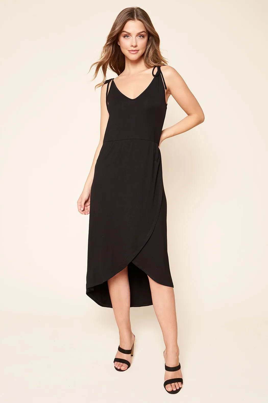 Eloisa Tulip Front Midi Jersey Knit Tank Dress