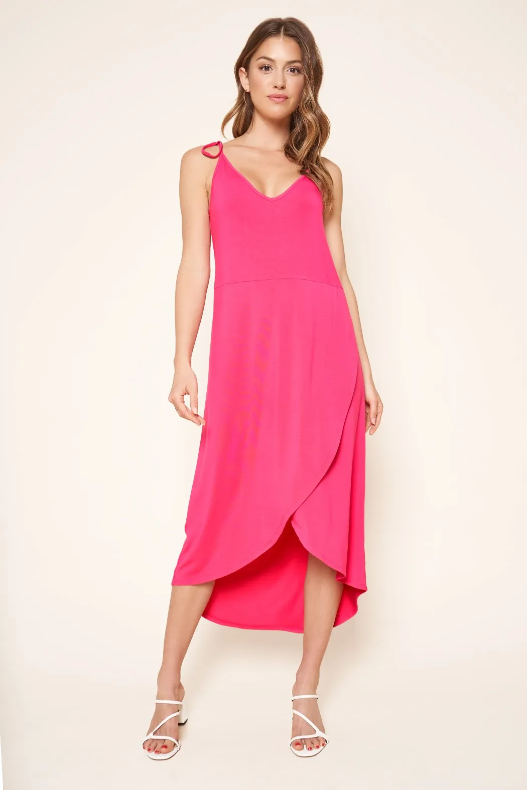 Eloisa Tulip Front Midi Jersey Knit Tank Dress